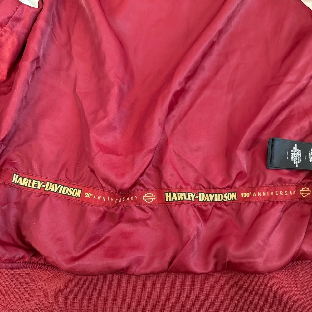 Harley Davidson Motorcycle Burgundy Red Satin Limited Edition Women’s Jacket - Picture 12 of 14